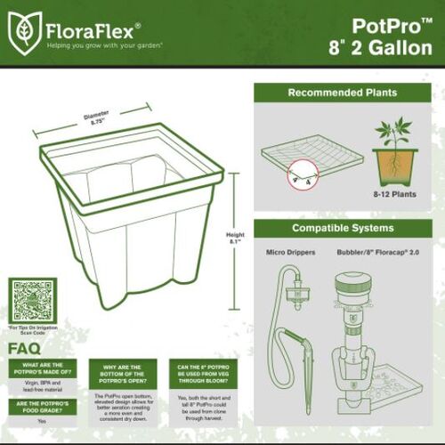 FLORAFLEX POT PRO TALL 8" 2GAL