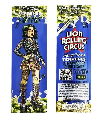 LION ROLLING CIRCUS HEMP WRAP TERPENOS STRAWBERRY SHORTCAKE (25UD/DSPLAY-2UD/PACK)