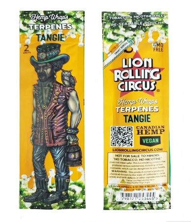 LION ROLLING CIRCUS HEMP WRAP TERPENOS TANGIE (25UD/DSPLAY-2UD/PACK)
