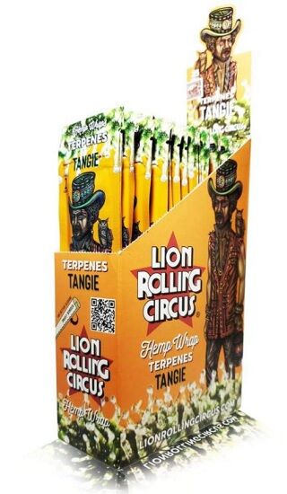 LION ROLLING CIRCUS HEMP WRAP TERPENOS TANGIE (25UD/DSPLAY-2UD/PACK)
