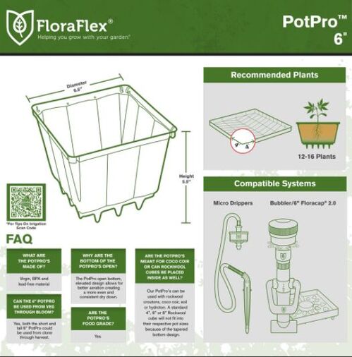 FLORAFLEX POT PRO SHORT 6" 1/2GAL