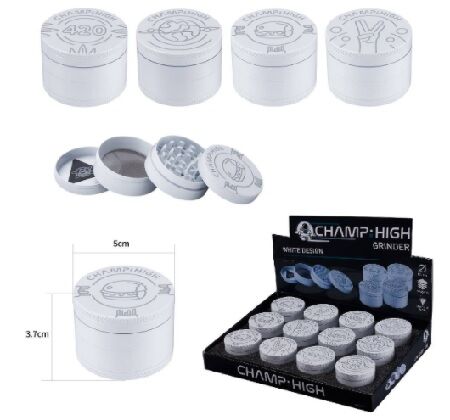 CHAMP HIGH GRINDER WHITE DESIGN 50MM 4 PARTES (DIBUJO MANO)