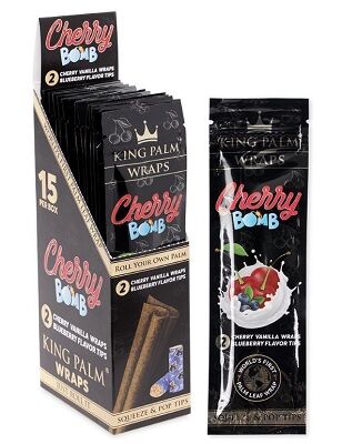 DISPLAY KING PALM WRAPS+FLAVOR TIPS SABOR CHERRY BOMB/BLUEBERRY (15UD/DISPLAY-2UD/SOBRE)