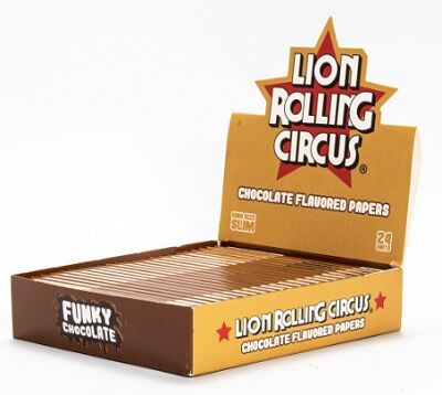 LION ROLLING CIRCUS PAPEL SABOR FUNKY CHOCOLATE KING SIZE SLIM (24UD/DISPLAY-32PAPELES/LIBRILLO)