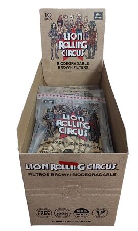 LION ROLLING CIRCUS DISPLAY FILTROS BROWN BIODEGRADABLES (10BOLSAS/120FILTROS)