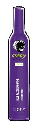 CRAZY VAP BAR 600 ZERO NICOTINA BLUE RAZZ LEMONADE (LIMONADA ARNDANOS)