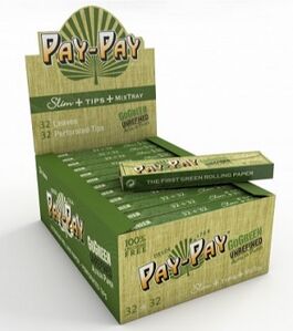 DISPLAY PAY-PAY GO GREEN PAPEL SLIM+TIPS+MIXTRAY BANDEJA MEZCLADORA DESPLEGABLE (24UD/DISPLAY-32LIBRILLO)