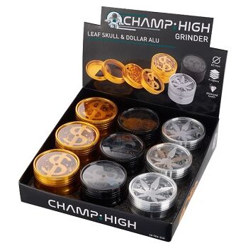 CHAMP HIGH GRINDER ALUMINIO BLACK SKULL 4 PARTES 63MM (CALAVERA NEGRA)