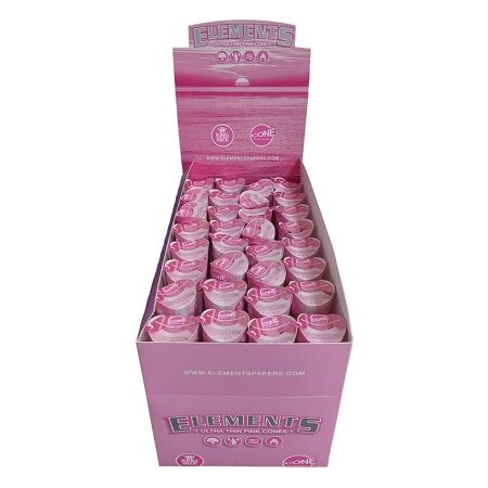 ELEMENTS DISPLAY CONOS PRE ROLLED KING SIZE PINK (3CONOS/PACK - 32UD/DISPLAY)