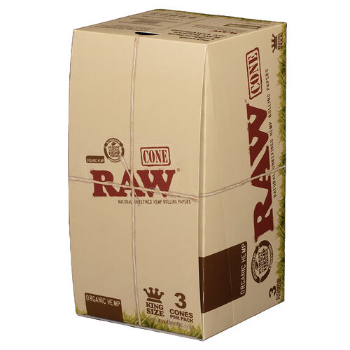 RAW DISPLAY CONOS ORGANIC HEMP KING SIZE 32 X 3 (96CONOS)