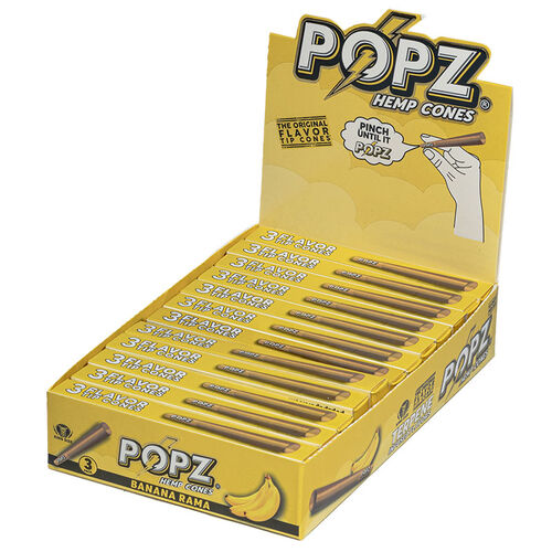 DISPLAY POPZ HEMP CONES BANANA RAMA (12CAJAS/DISPLAY-3UD/CAJA)