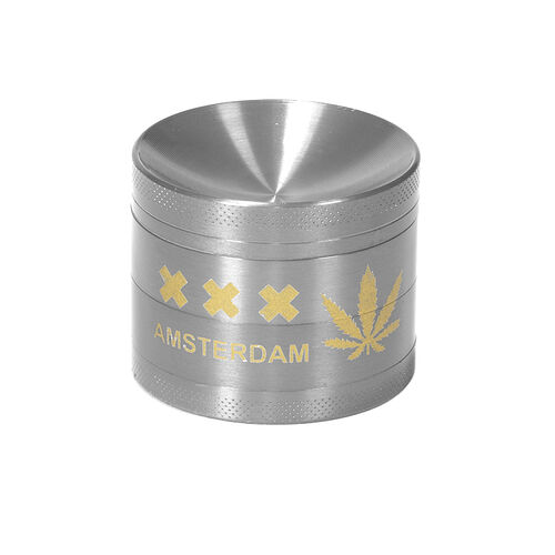 GRINDER ALUMINIO AMSTERDAM CURVED 50MM 4 PARTES PLATA