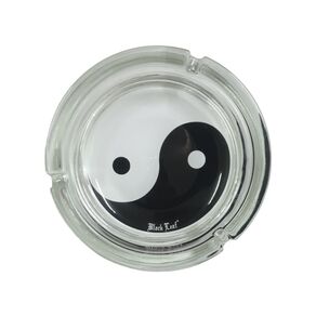 CENICERO REDONDO CRISTAL 16CM BLACK LEAF YING YANG