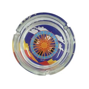 CENICERO REDONDO CRISTAL 16CM BLACK LEAF SOL-HORÓSCOPO