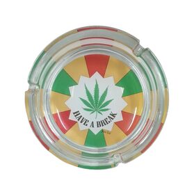 CENICERO REDONDO CRISTAL 16CM BLACK LEAF HAVE A BREAK