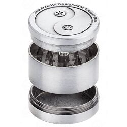 GRINDER ALUMINIO HIGH QUALITY AMSTERDAM YING YANG 40MM 3 PARTES PLATEADO