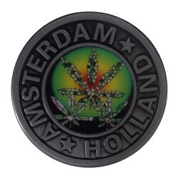 GRINDER METALICO AMSTERDAM HOLLAND 40MM 4 PARTES (NEGRO/3HOJAS7)