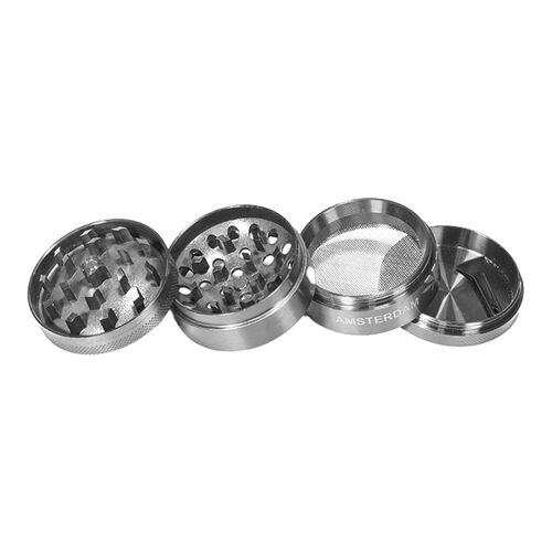 GRINDER ALUMINIO AMSTERDAM CURVED 50MM 4 PARTES PLATA