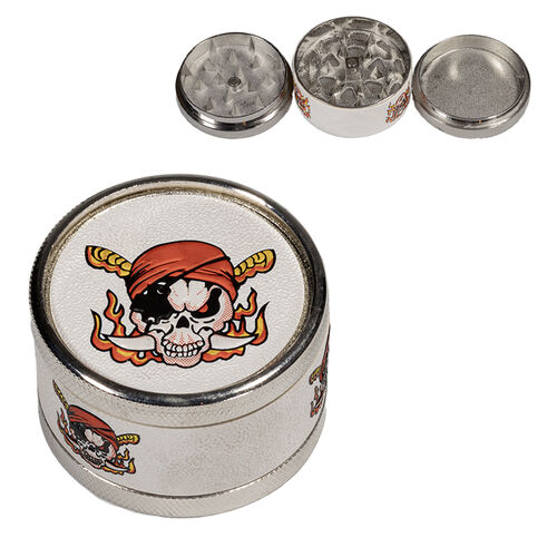 GRINDER METALICO CON PIEL CALAVERA 50MM 3 PARTES (CALAVERA PIRATA2)