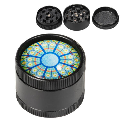 GRINDER METAL MANDALA 3 PARTES 30MM (AZUL/AMARILLO)