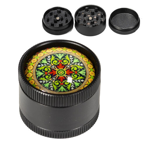 GRINDER METAL MANDALA 3 PARTES 30MM (AMARILLO/VERDE)