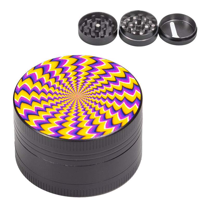 GRINDER METAL PSICODELIA 40MM 3PARTES (ZIGZAG AMARILLO-MORADO6)