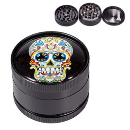 GRINDER METAL NEGRO CALAVERA MEXICANA COLORES 50MM 3 PARTES (4)