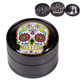 GRINDER METAL NEGRO CALAVERA MEXICANA COLORES 50MM 3 PARTES (6)
