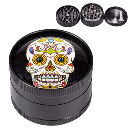 GRINDER METAL NEGRO CALAVERA MEXICANA COLORES 50MM 3 PARTES (7)