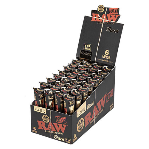 DISPLAY RAW BLACK CONOS 1 1/4 (6PK/32UNIDADES)