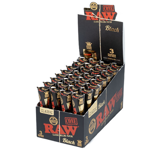 DISPLAY RAW BLACK CONOS KING SIZE (3PK/32UNIDADES)