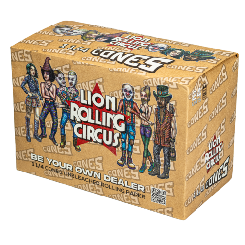 LION ROLLING CIRCUS CONOS PREMIUM PRE-ROLLED 1 1/4 UNBLEACHED (24UD/DISPLAY-6UD/PACK)