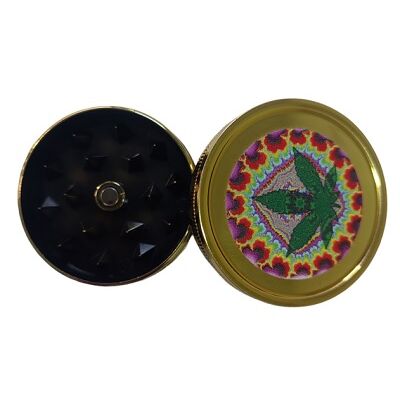GRINDER PLÃSTICO DORADO 40MM HOJA PSICODÃLICA