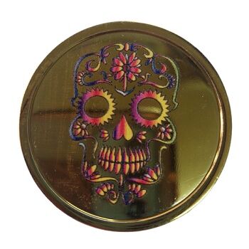 GRINDER PLÃSTICO DORADO 40MM CALAVERA MULTICOLOR