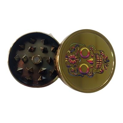 GRINDER PLÃSTICO DORADO 40MM CALAVERA MULTICOLOR