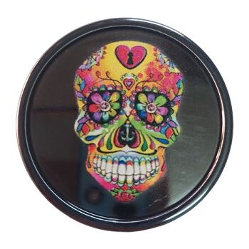 GRINDER PLÃSTICO PLATEADO 40MM CALAVERA COLORES/CORAZON