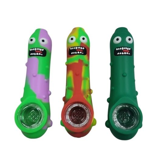 PIPA SILICONA "PEPINO RICK&MORTY" 12CM (COLORES VARIADOS SEGÚN DISPONIBILIDAD)