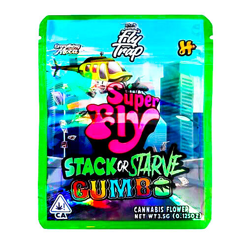 BOLSA ZIP ALUMINIO 3.5GR "GUMBO - SUPER FLY - STACK OR STAVE" (50 UNIDADES)