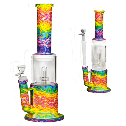 BONG SILICONA Y CRISTAL 33CM (DISEÑOS VARIADOS SEGÚN DISPONIBILIDAD)