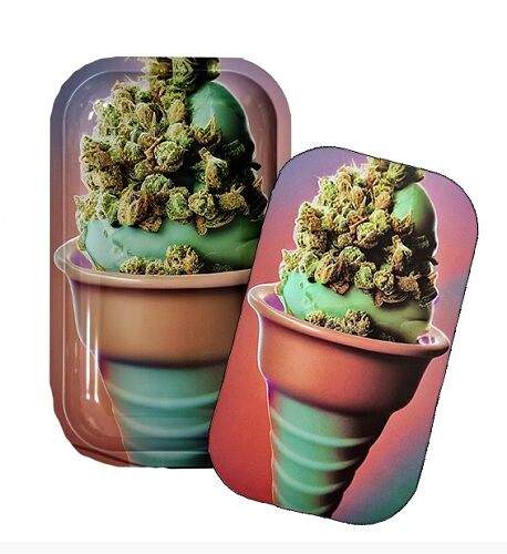 BANDEJA METALICA + TAPA ICE CREAM WEED (27X16CM)