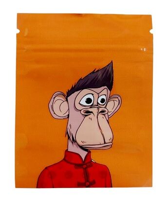 BOLSA ZIP ALUMINIO 1.5GR "ORANGE MONKEY " (50 UNIDADES)