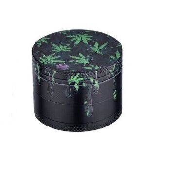 CHAMP HIGH GRINDER DECORADO GOTEO HOJAS MARIHUANA 50MM (DRIPPING LEAF PRINT)