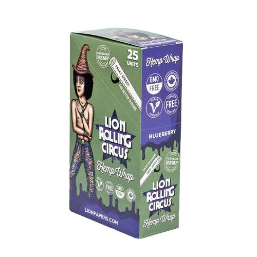 LION ROLLING CIRCUS HEMP WRAP BLUEBERRY (25UD/DSPLAY-2UD/PACK)