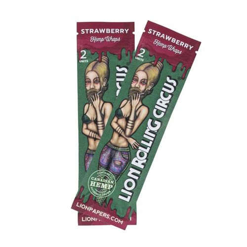 LION ROLLING CIRCUS HEMP WRAP STRAWBERRY (25UD/DSPLAY-2UD/PACK)