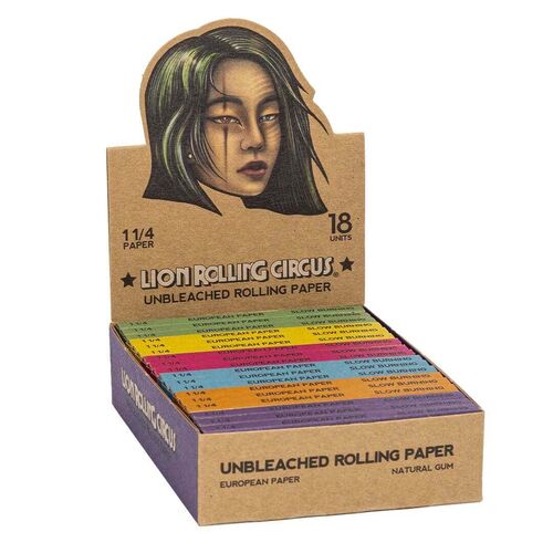 LION ROLLING CIRCUS PAPEL UNBLEACHED BROWN REGULAR 1 1/4 (18UD/DISPLAY-50PAPEL/LIBRILLO)