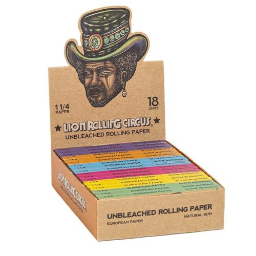 LION ROLLING CIRCUS PAPEL UNBLEACHED BROWN REGULAR 1 1/4 (18UD/DISPLAY-50PAPEL/LIBRILLO)