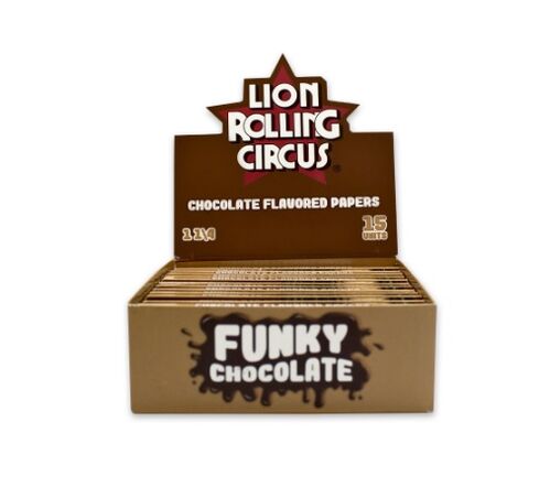 LION ROLLING CIRCUS PAPEL SABOR FUNKY CHOCOLATE 1 1/4 (15UD/DISPLAY-33PAPELES/LIBRILLO)