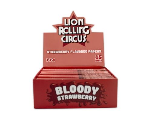LION ROLLING CIRCUS PAPEL SABOR BLOODY STRAWBERRY 1 1/4 (15UD/DISPLAY-33PAPELES/LIBRILLO)