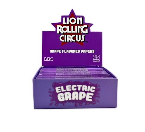 LION ROLLING CIRCUS PAPEL SABOR ELECTRIC GRAPE 1 1/4 (15UD/DISPLAY-33PAPELES/LIBRILLO)